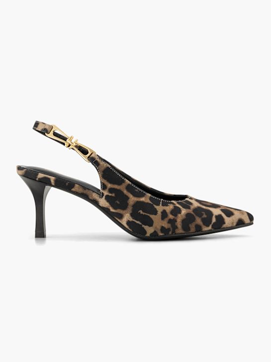 Slingback Tijgerprint Hakken Graceland Slingbacks Bruin VanHaren